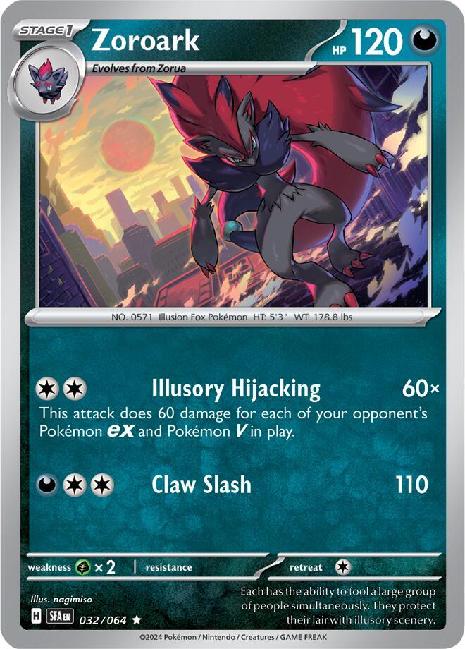 Zoroark 032/064 Reverse Holofoil, Shrouded Fable Pokémon card
