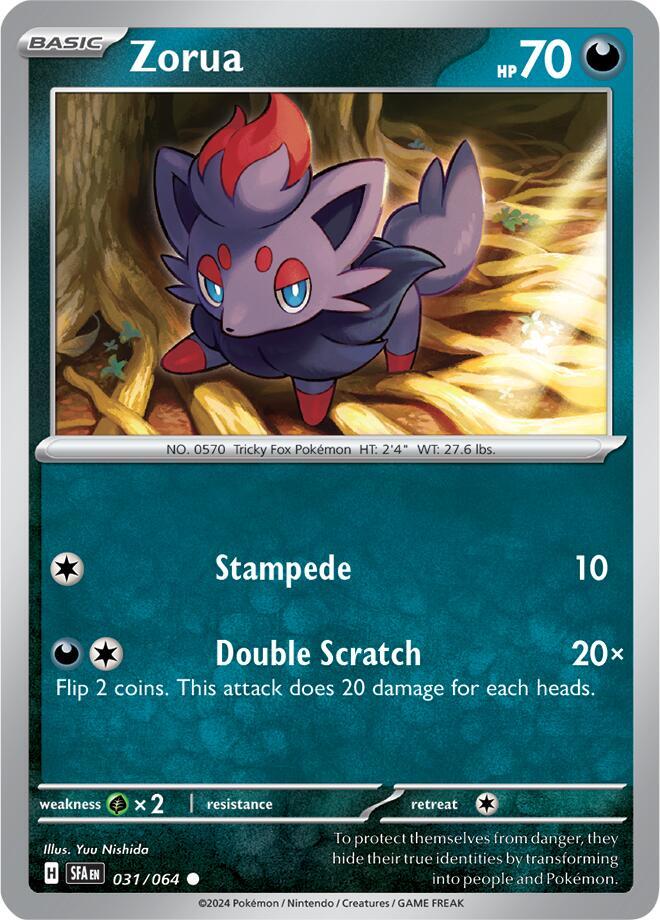 Zorua 031/064 Reverse Holofoil, Shrouded Fable Pokémon card