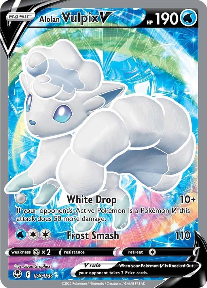 Alolan Vulpix V 173/195 Holofoil — Silver Tempest Pokémon card