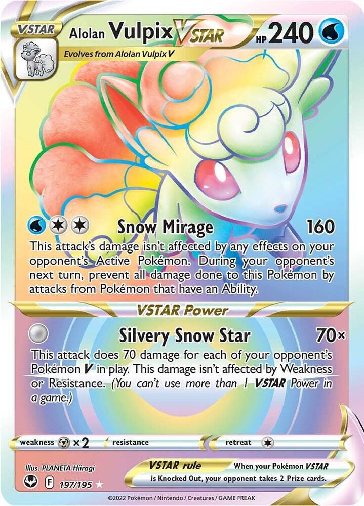 Alolan Vulpix VSTAR 197/195 Holofoil — Silver Tempest Pokémon card