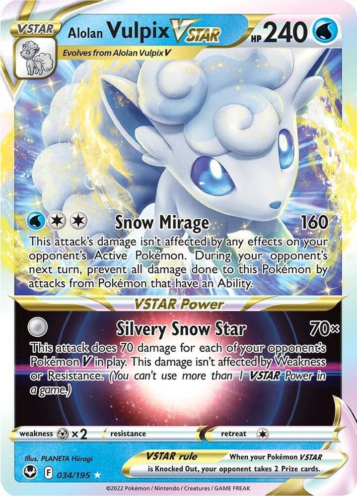 Alolan Vulpix VSTAR 034/195 Holofoil — Silver Tempest Pokémon card