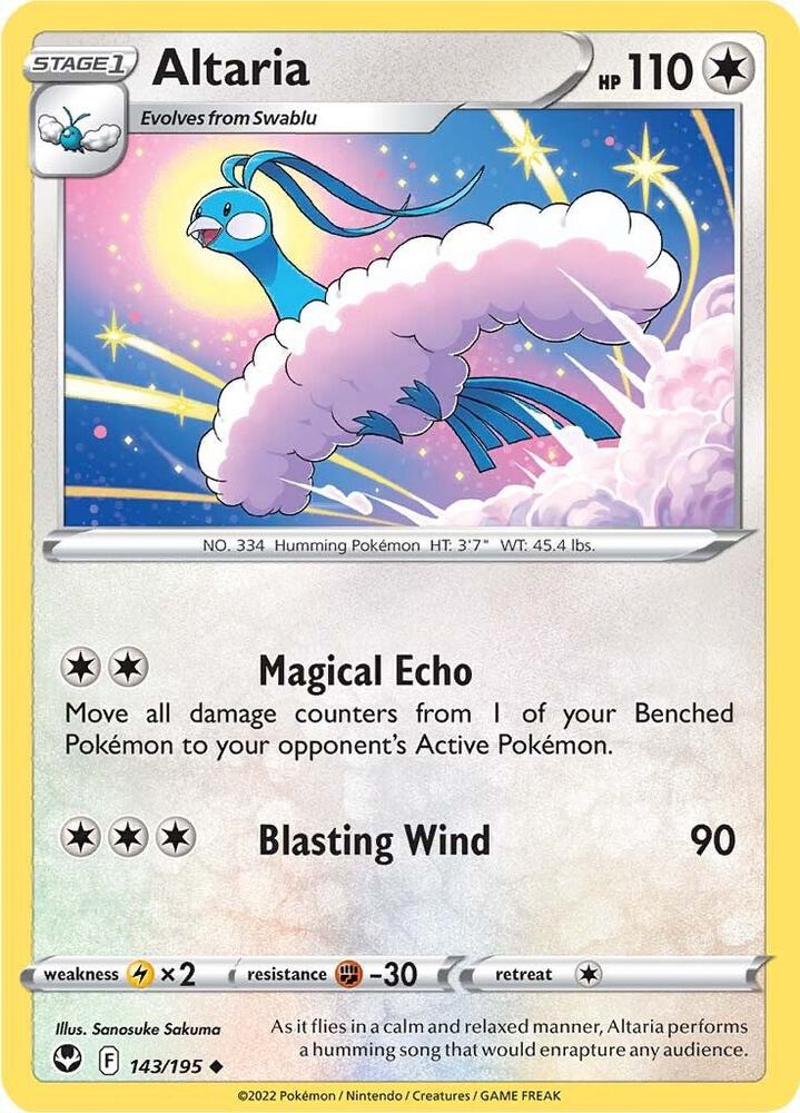 Altaria 143/195 Reverse Holofoil — Silver Tempest Pokémon card