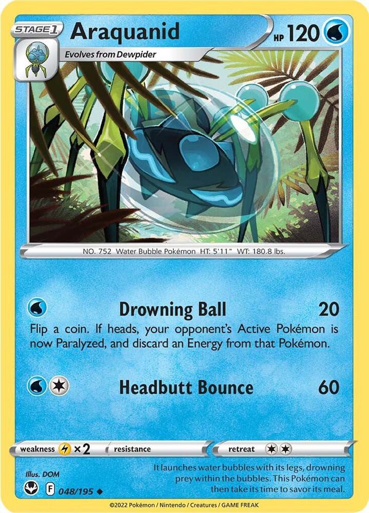 Pokemon - Silver Tempest - Araquanid - 048/195 - Reverse Holofoil