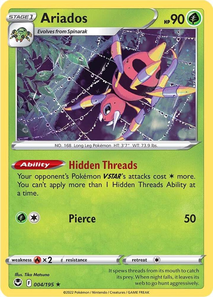Ariados 004/195 Reverse Holofoil — Silver Tempest Pokémon card