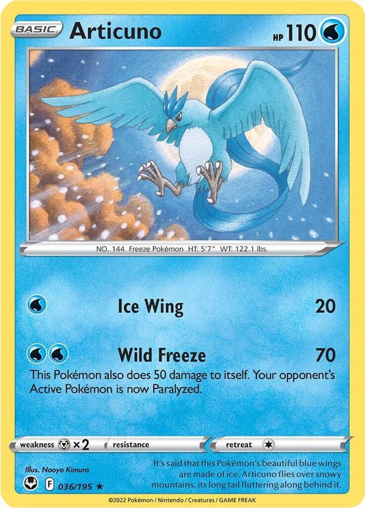 Articuno 036/195 Reverse Holofoil — Silver Tempest Pokémon card