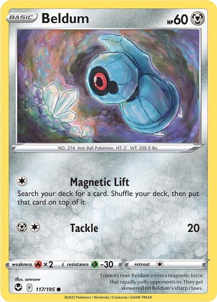 Beldum 117/195 Reverse Holofoil — Silver Tempest Pokémon card
