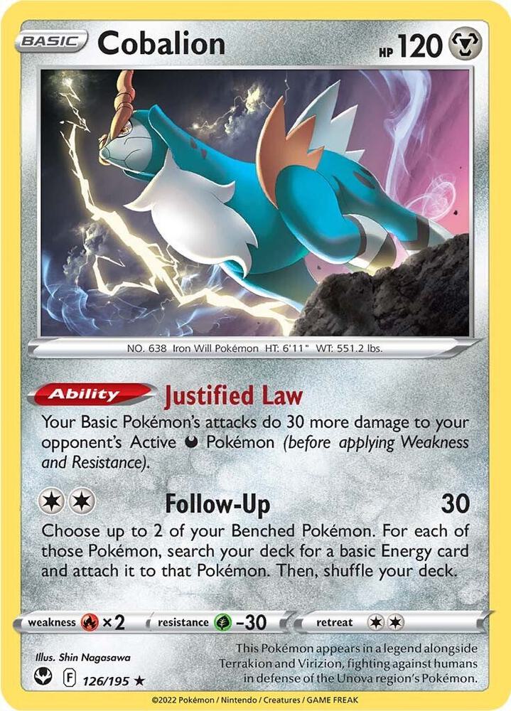 Cobalion 126/195 Reverse Holofoil — Silver Tempest Pokémon card