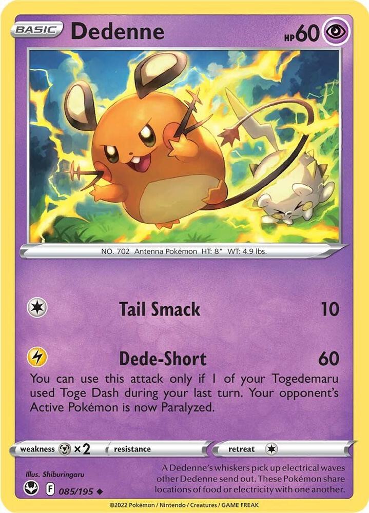 Dedenne 085/195 Reverse Holofoil — Silver Tempest Pokémon card