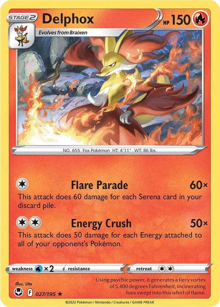 Delphox 027/195 — Silver Tempest Pokémon card
