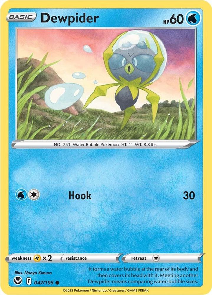 Dewpider 047/195 Reverse Holofoil — Silver Tempest Pokémon card