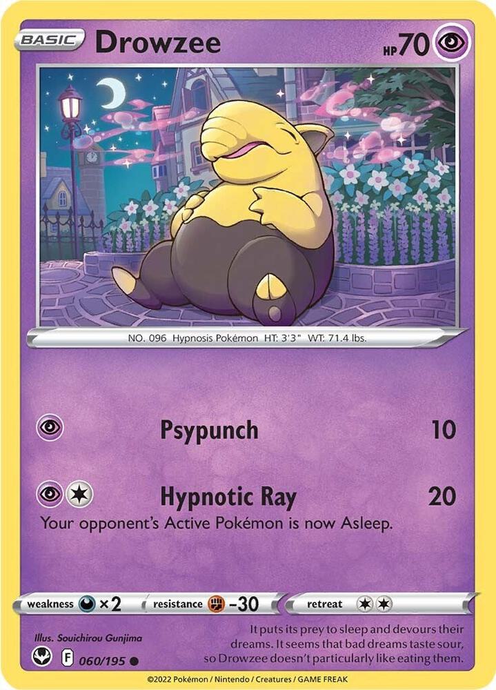 Drowzee 060/195 Reverse Holofoil — Silver Tempest Pokémon card
