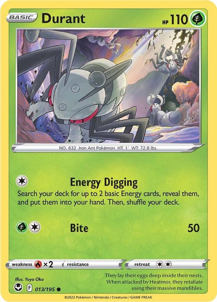 Durant 013/195 Reverse Holofoil — Silver Tempest Pokémon card