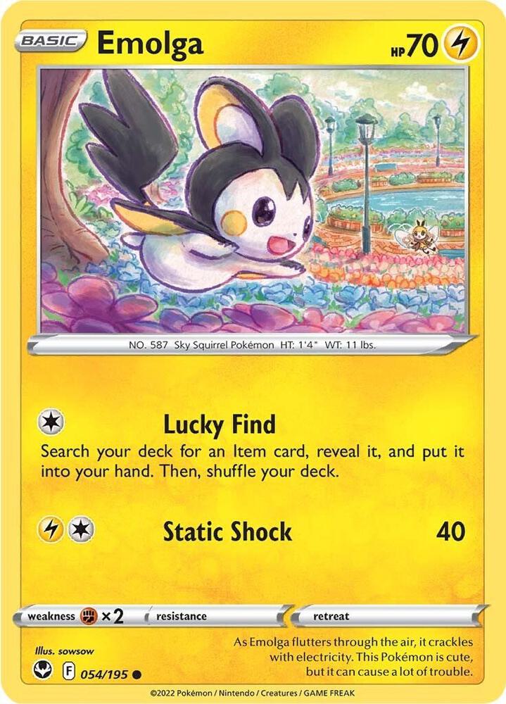 Emolga 054/195 — Silver Tempest Pokémon card