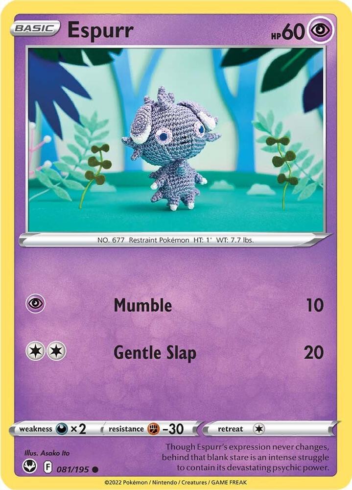 Espurr 081/195 Reverse Holofoil — Silver Tempest Pokémon card