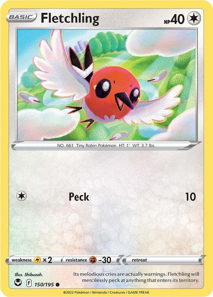 Fletchling 150/195 — Silver Tempest Pokémon card