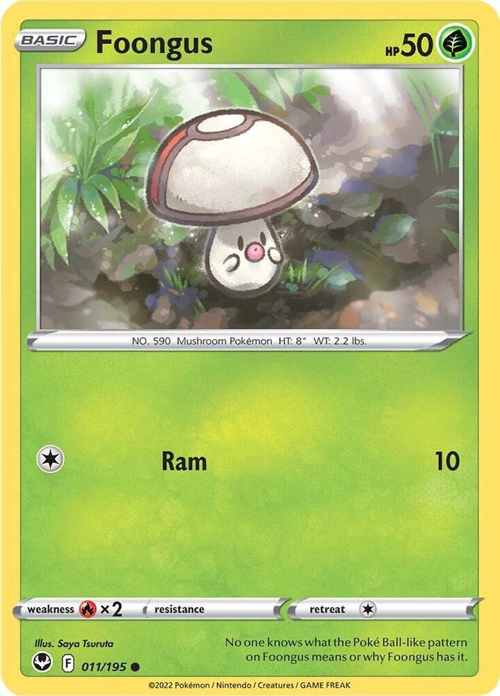 Foongus 011/195 Reverse Holofoil — Silver Tempest Pokémon card