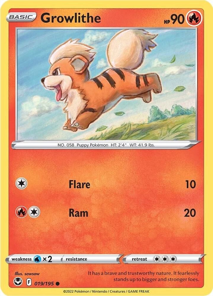 Growlithe 019/195 — Silver Tempest Pokémon card