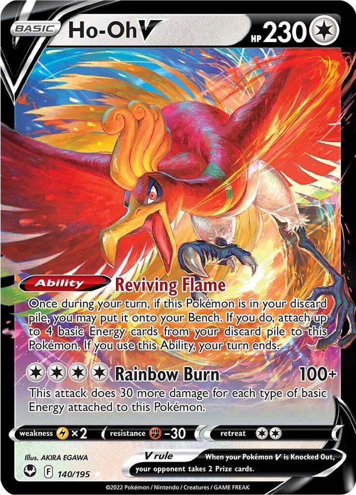 Ho-Oh V 140/195 Holofoil — Silver Tempest Pokémon card