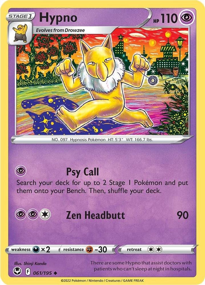 Hypno 061/195 — Silver Tempest Pokémon card