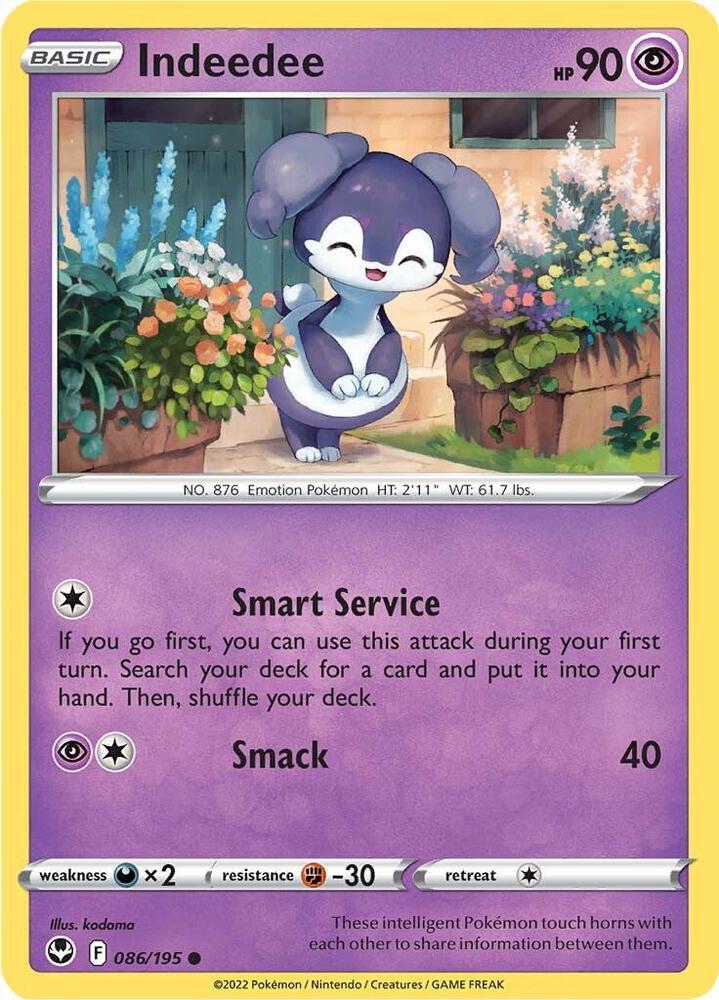 Indeedee 086/195 — Silver Tempest Pokémon card