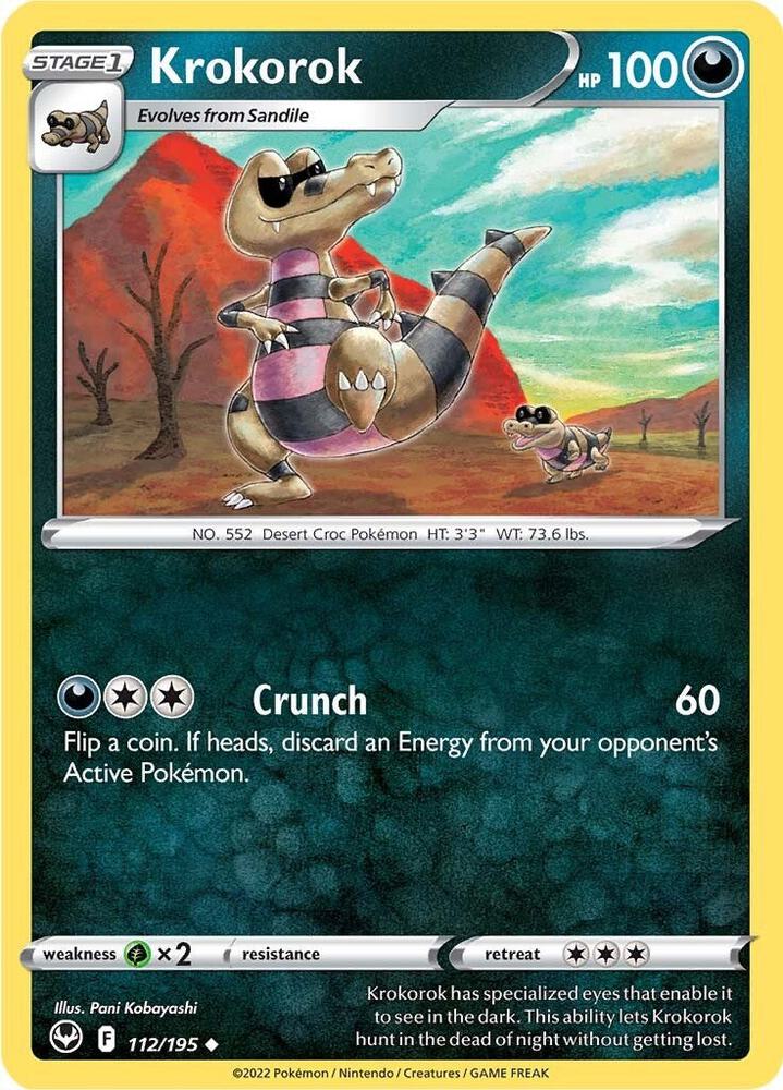 Krokorok 112/195 Reverse Holofoil — Silver Tempest Pokémon card