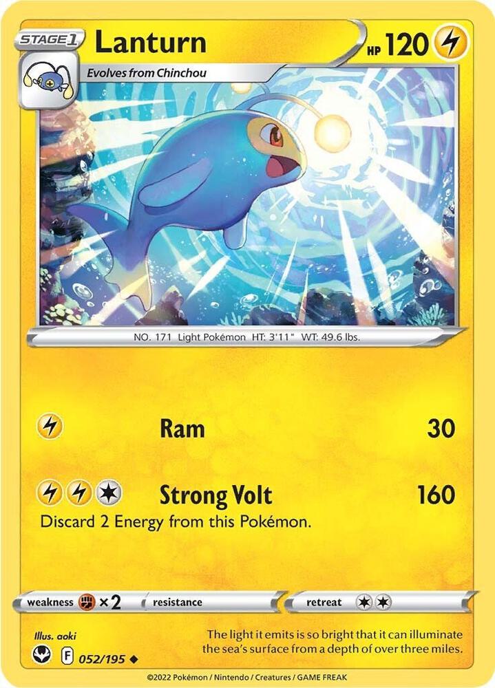 Lanturn 052/195 — Silver Tempest Pokémon card