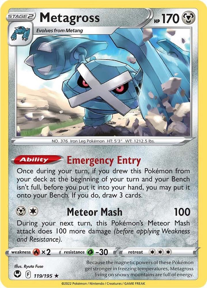 Metagross 119/195 Reverse Holofoil, Silver Tempest Pokémon card