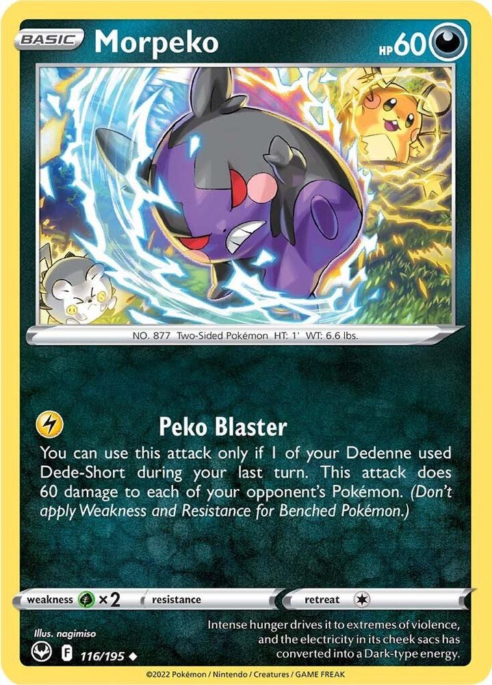 Morpeko 116/195 Reverse Holofoil, Silver Tempest Pokémon card