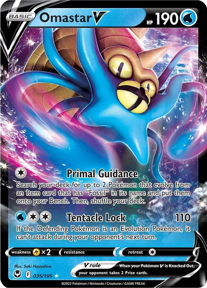 Omastar V 035/195 Holofoil, Silver Tempest Pokémon card