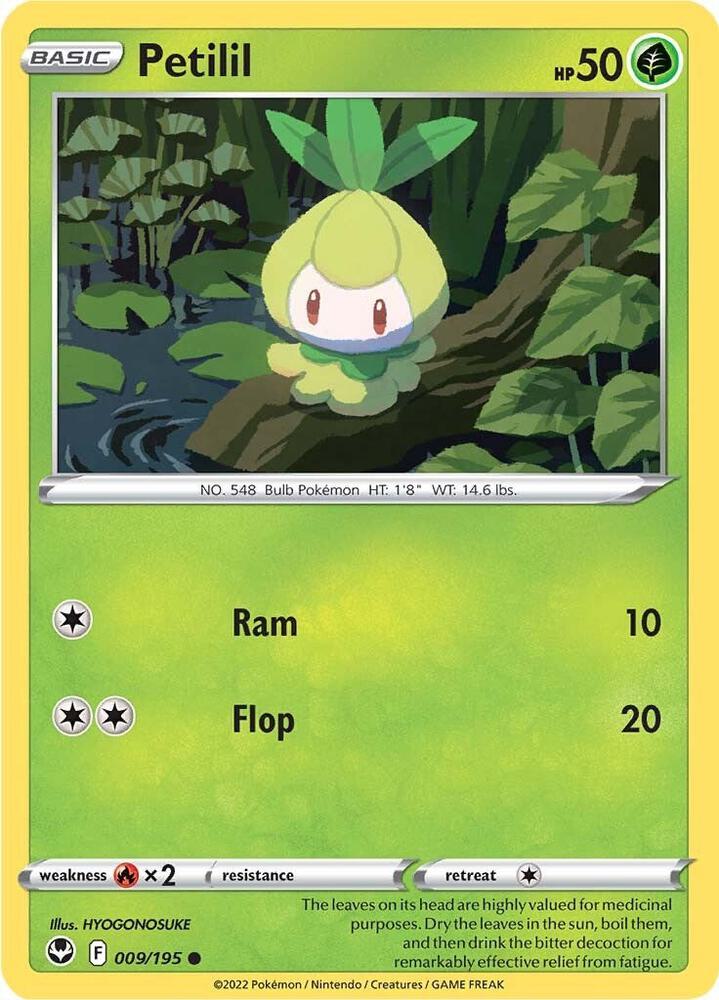 Petilil 009/195 Reverse Holofoil, Silver Tempest Pokémon card