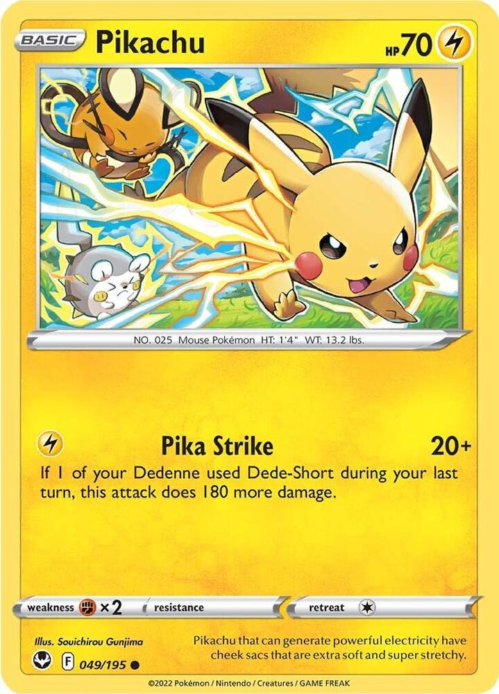 Pikachu 049/195, Silver Tempest Pokémon card
