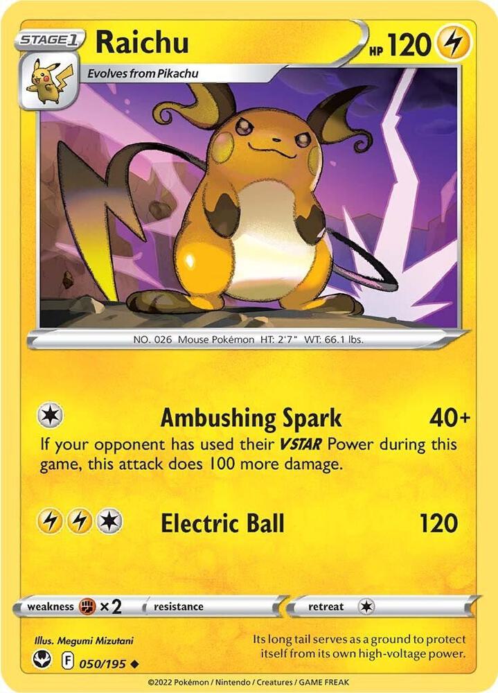 Raichu 050/195, Silver Tempest Pokémon card