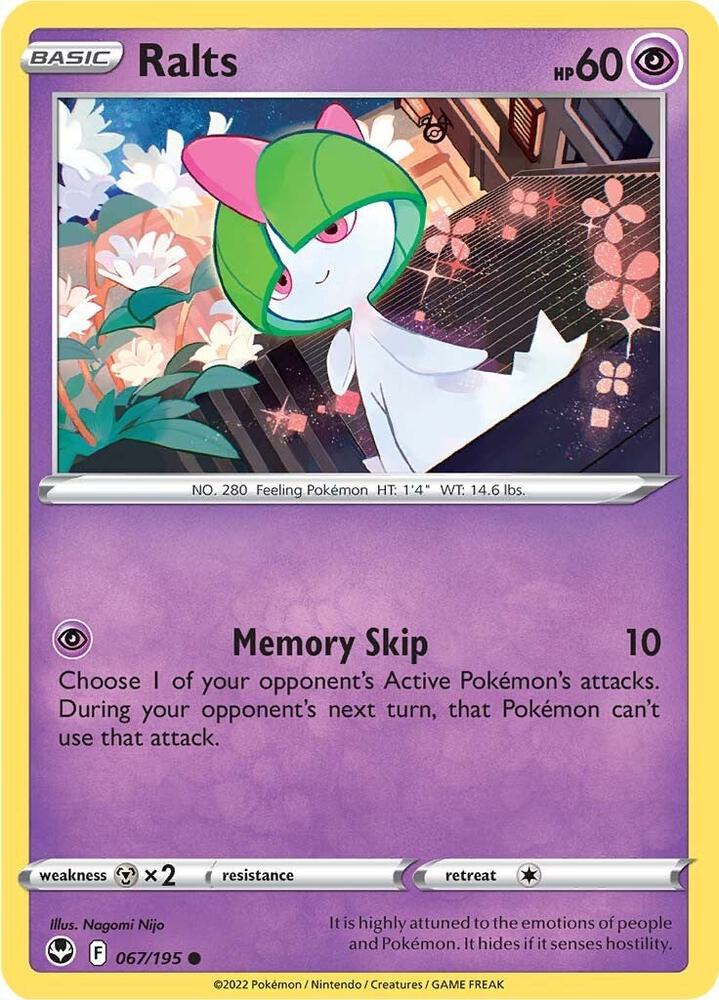 Ralts 067/195 Reverse Holofoil, Silver Tempest Pokémon card