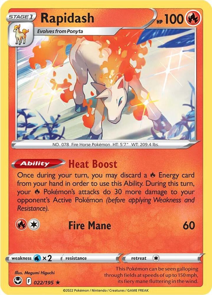 Pokemon - Silver Tempest - Rapidash - 022/195 - Reverse Holofoil