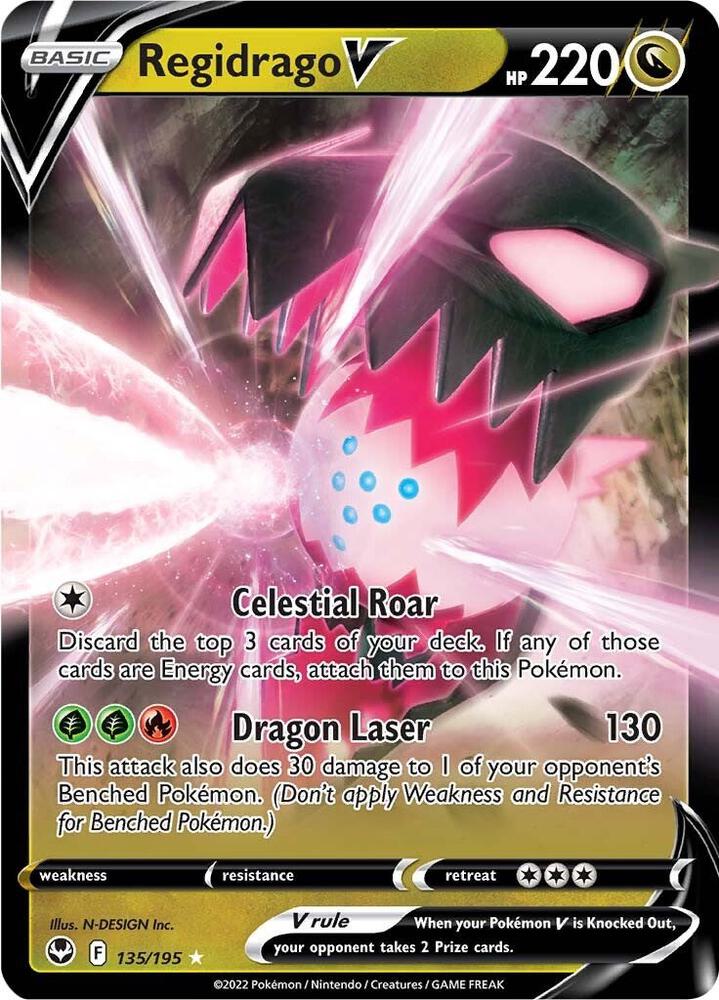 Regidrago V 135/195 Holofoil, Silver Tempest Pokémon card
