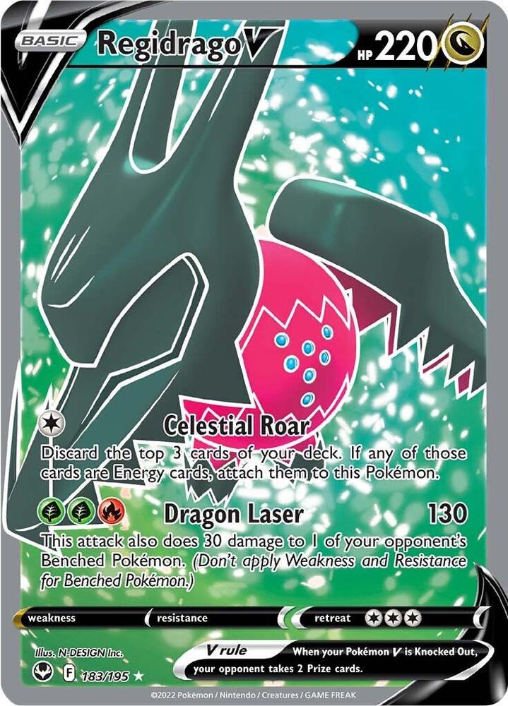 Regidrago V 183/195 Holofoil, Silver Tempest Pokémon card