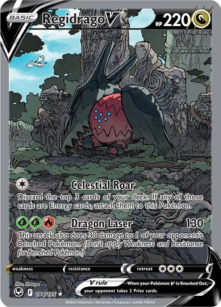 Regidrago V 184/195 Holofoil, Silver Tempest Pokémon card