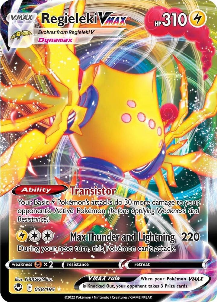 Regieleki VMAX 058/195 Holofoil, Silver Tempest Pokémon card