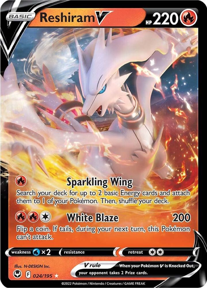 Reshiram V 024/195 Holofoil, Silver Tempest Pokémon card