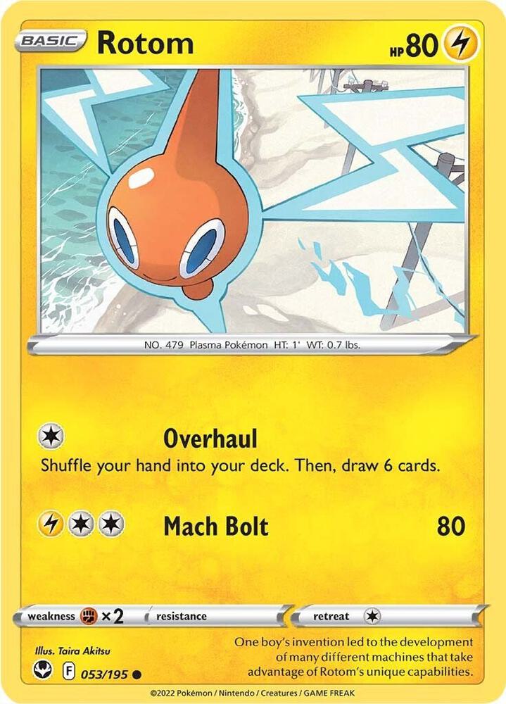 Rotom 053/195 Reverse Holofoil, Silver Tempest Pokémon card
