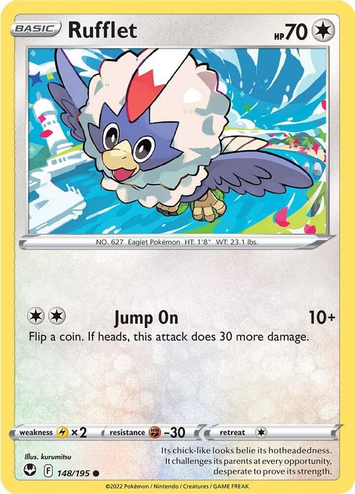 Rufflet 148/195 Reverse Holofoil, Silver Tempest Pokémon card