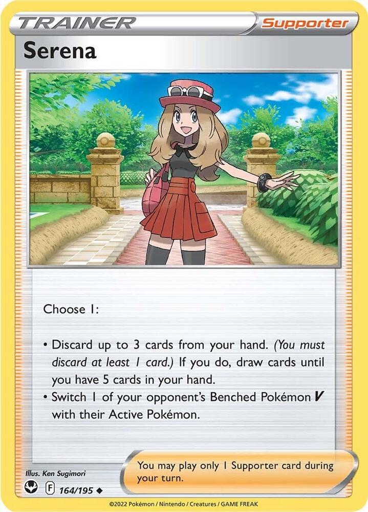 Serena 164/195 Reverse Holofoil, Silver Tempest Pokémon card