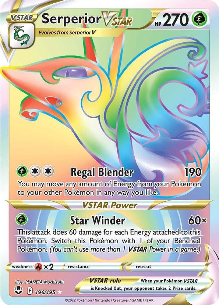 Serperior VSTAR 196/195 Holofoil, Silver Tempest Pokémon card
