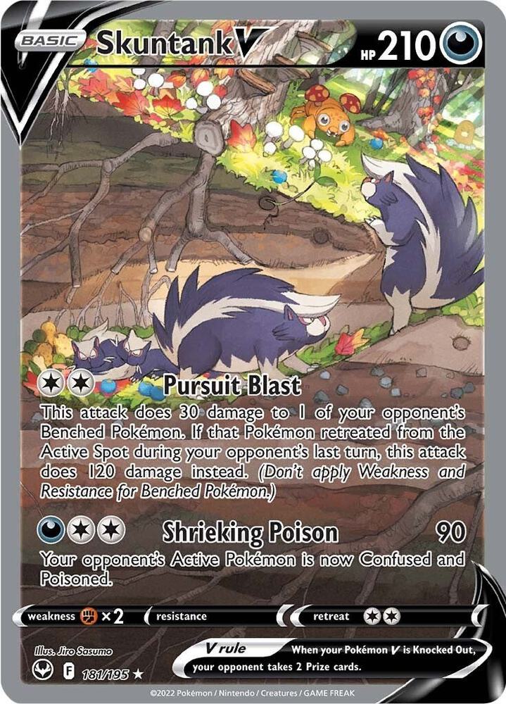 Skuntank V 181/195 Holofoil, Silver Tempest Pokémon card