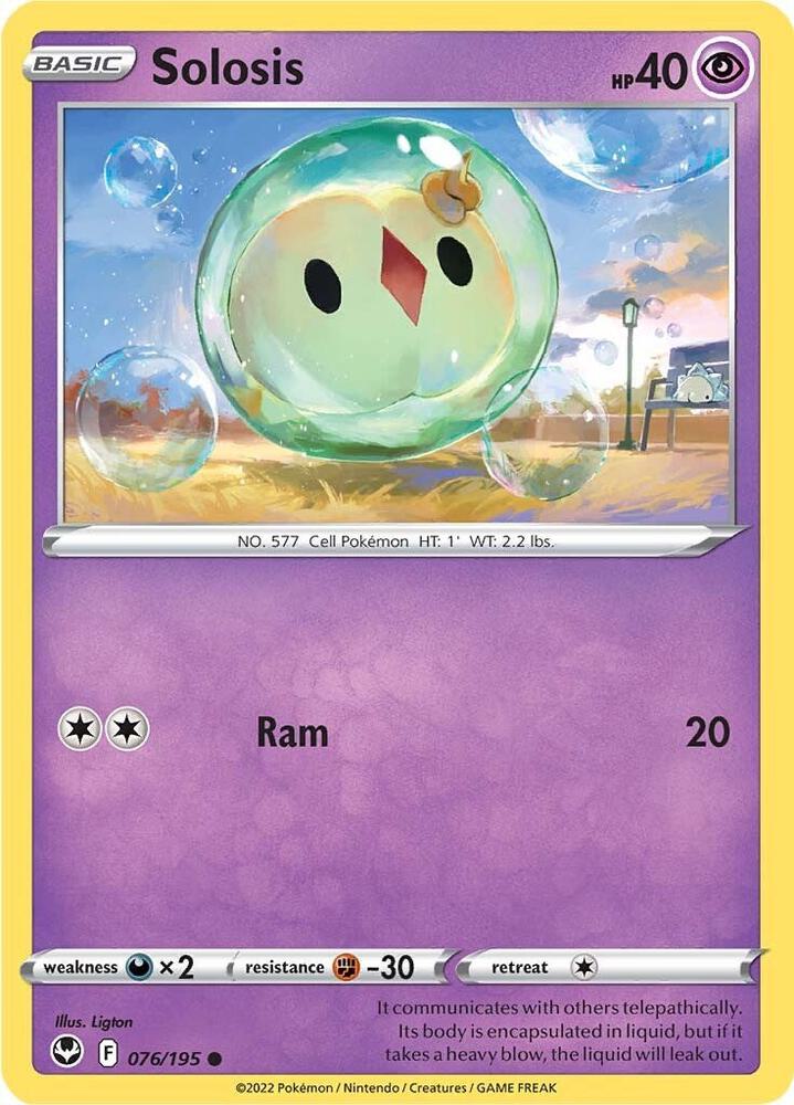 Solosis 076/195 Reverse Holofoil, Silver Tempest Pokémon card