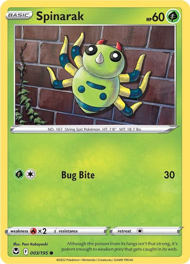 Spinarak 003/195, Silver Tempest Pokémon card