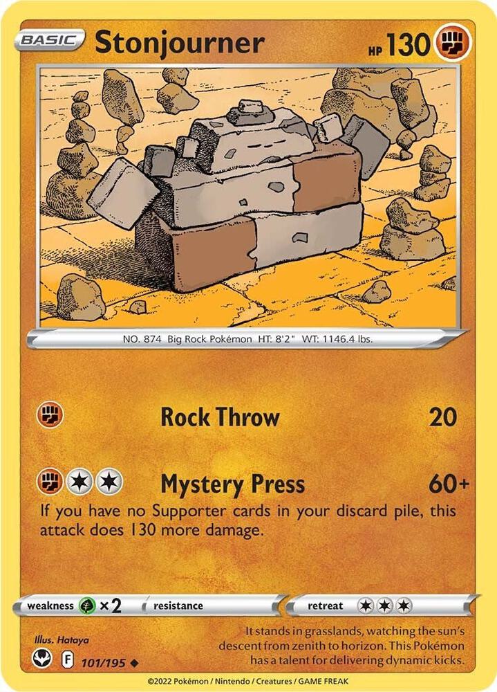 Stonjourner 101/195 Reverse Holofoil, Silver Tempest Pokémon card