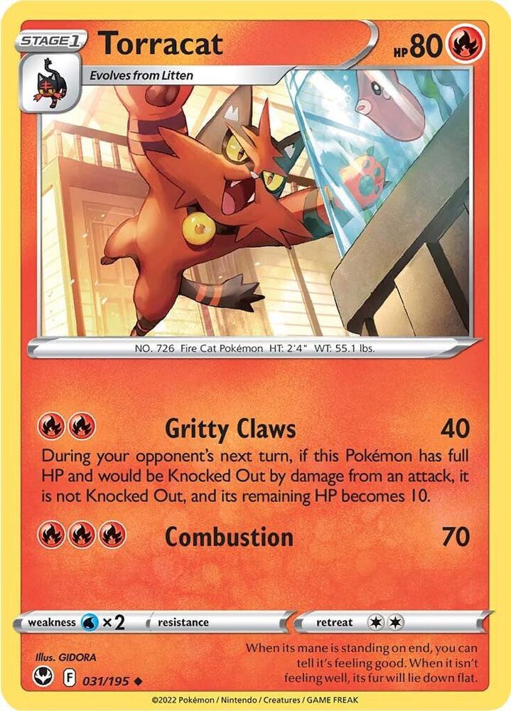 Torracat 031/195, Silver Tempest Pokémon card