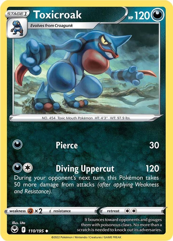 Toxicroak 110/195 Reverse Holofoil, Silver Tempest Pokémon card
