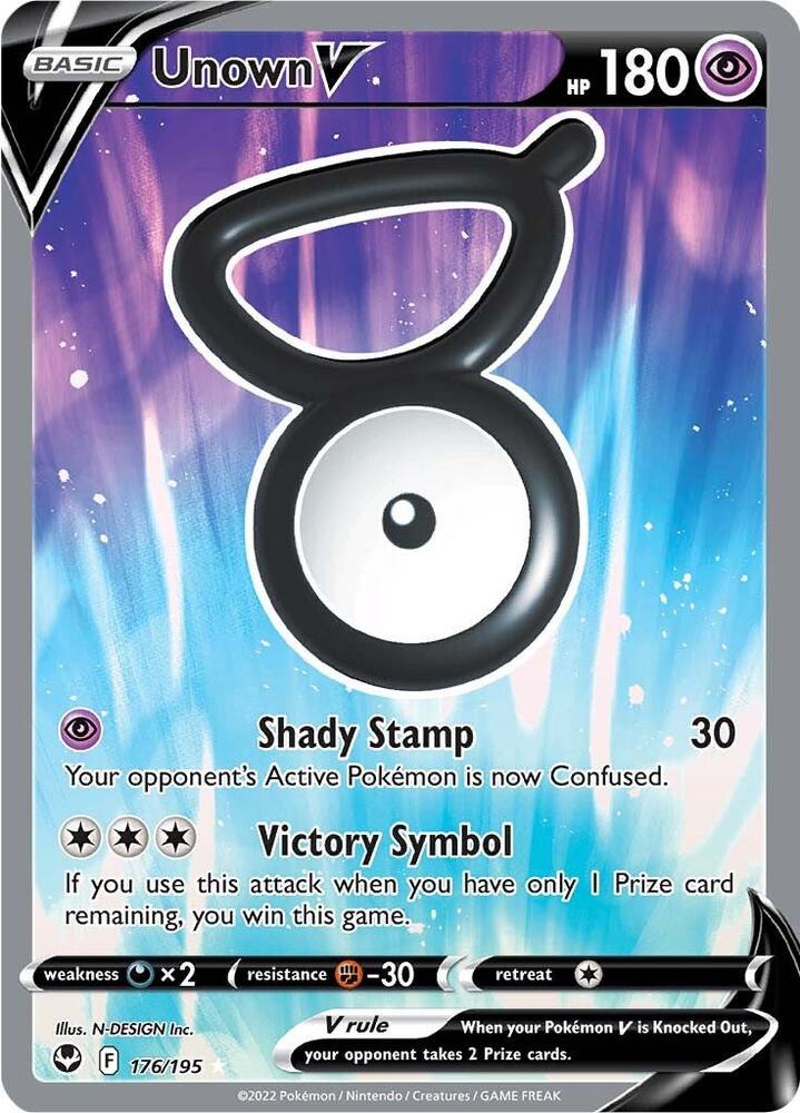 Unown V 176/195 Holofoil, Silver Tempest Pokémon card